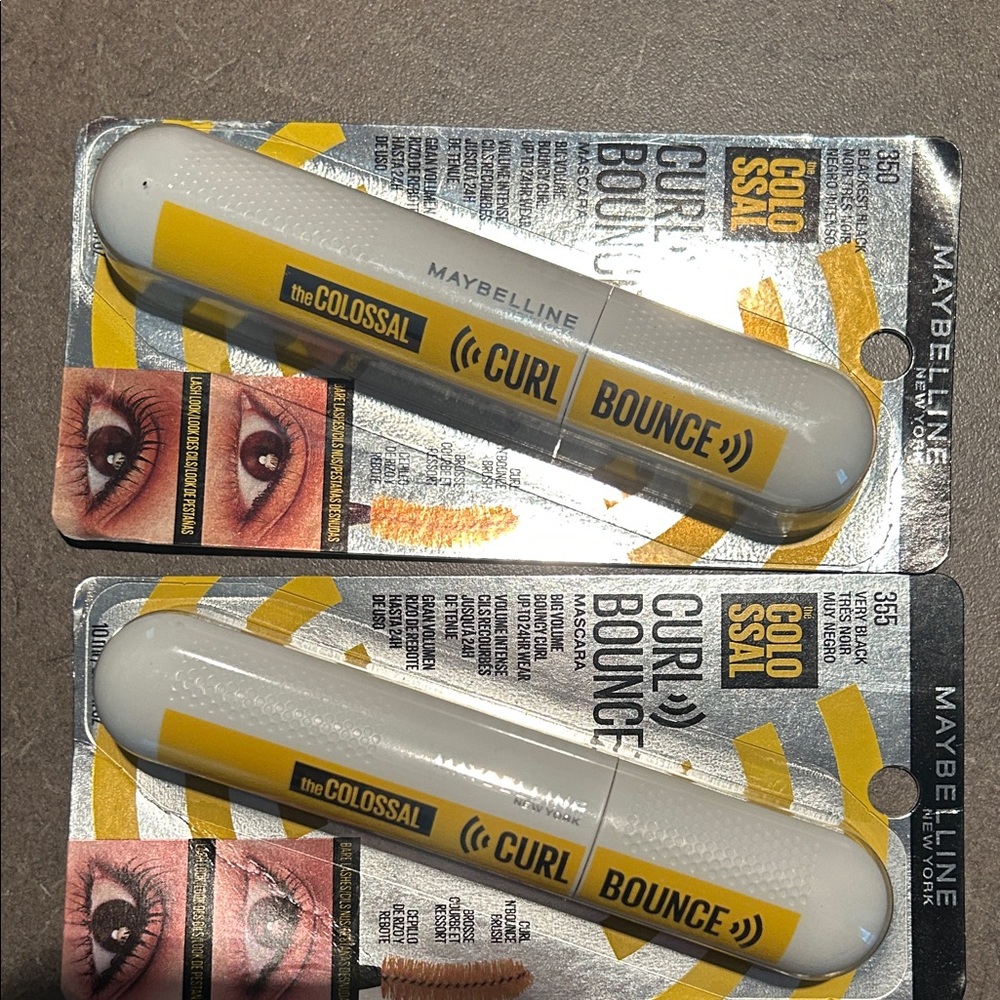 2 Maybelline Colossal Curl Bounce Mascara - White and Yellow- black